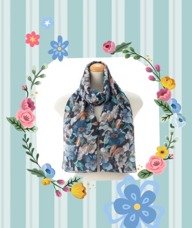 繽紛花漾圍巾B00017