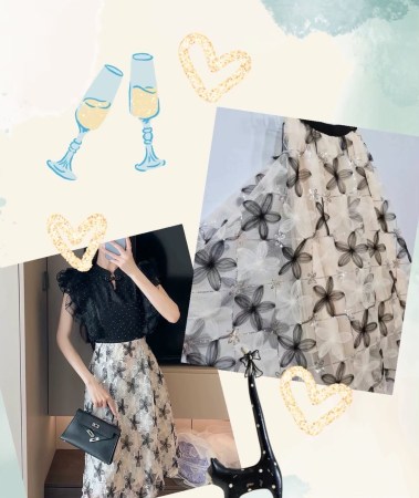 立體花紗裙A00004