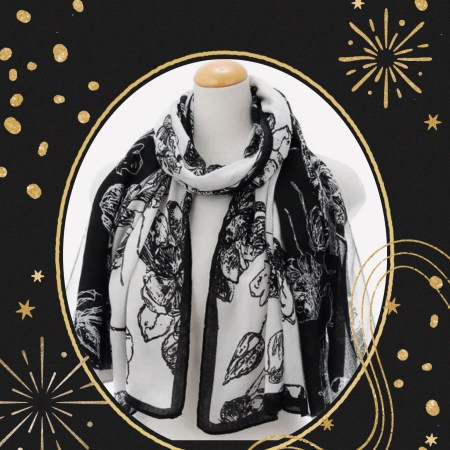 繽紛花漾圍巾B00026