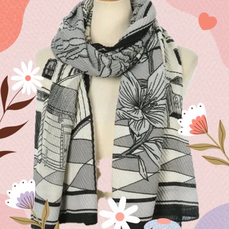 繽紛花漾圍巾B00031