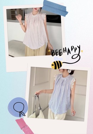 蕾絲拼接上衣A00007