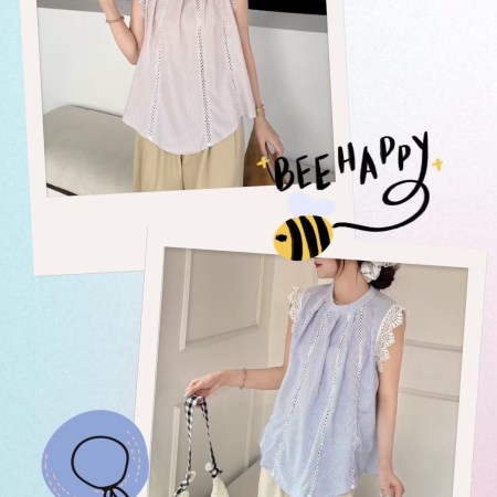 蕾絲拼接上衣A00007