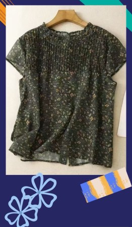 碎花麻上衣A00002