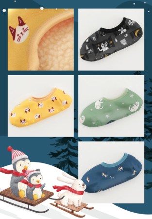 にゃんこ堂 防滑內襯絨室內襪C00020