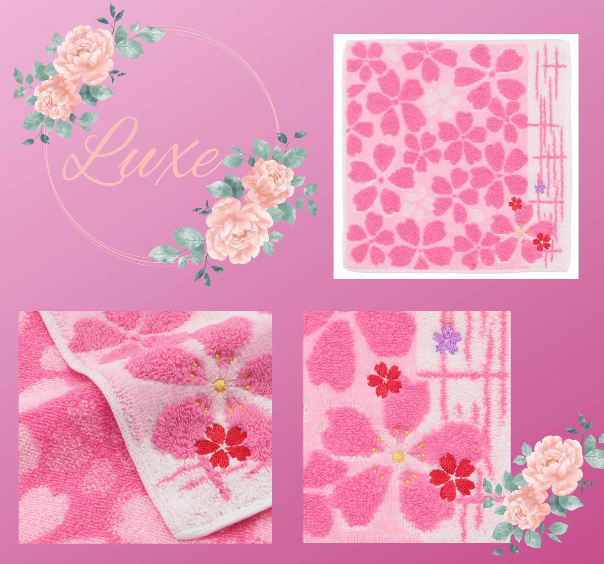 大正浪漫刺繡手帕(櫻花)H00008